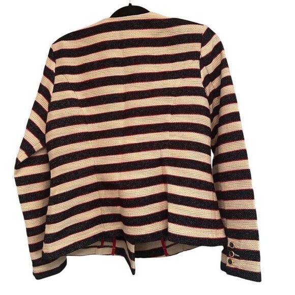 Cabi cream and navy striped blazer with red trim - Picture 4 of 8